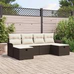 vidaXL Tuinbank Set met kussen met opslag 6 pcs Bruin Poly, Verzenden, Nieuw