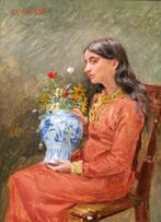 Jean Joseph Weerts (1846-1927) - Portrait of a young woman -, Antiek en Kunst