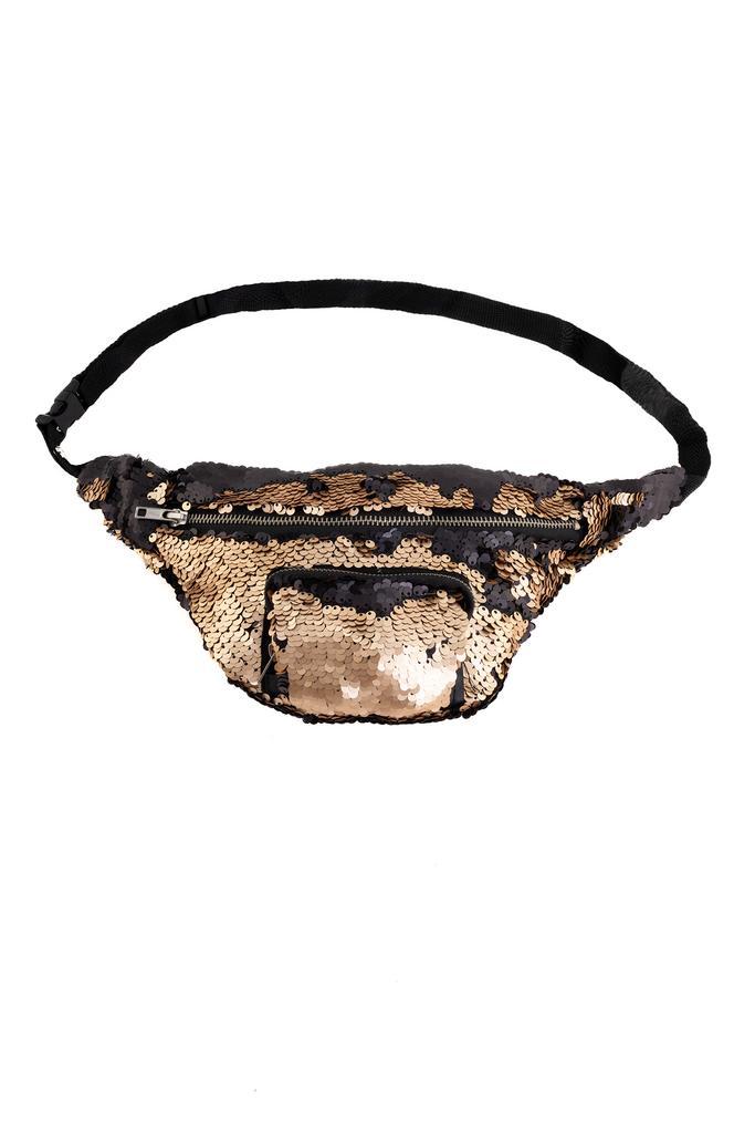 Heuptasje Rond Voorvak Pailletten Zwart Goud Heuptas Sequin, Handtassen en Accessoires, Tassen | Damestassen, Nieuw, Ophalen of Verzenden