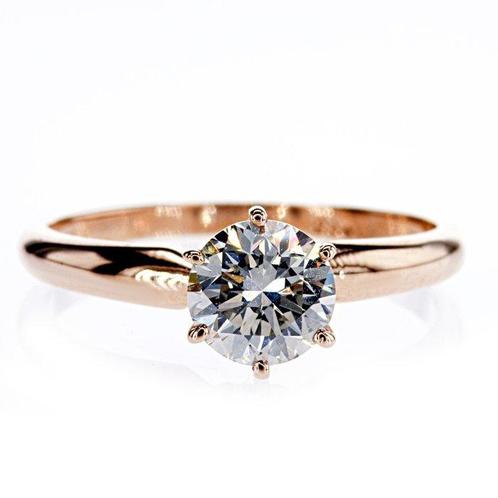 Zonder Minimumprijs - 1.01 Ct G/SI1 Round Diamond Ring -, Bijoux, Sacs & Beauté, Bijoux anciens