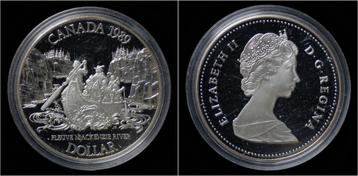 Canada 1 dollar 1989- Fleuve Mackenzie River zilver beschikbaar voor biedingen