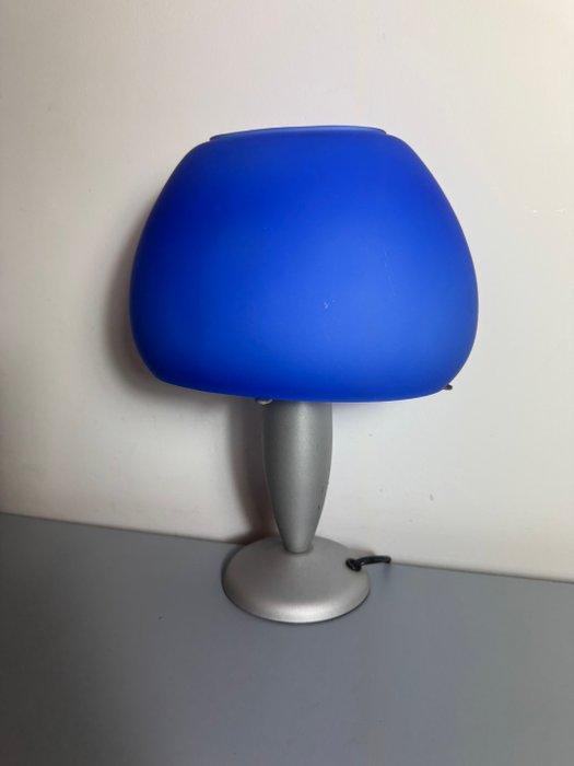 Lamp - vintage space age mushroomlamp met blauw glazen kap -, Antiek en Kunst, Curiosa en Brocante