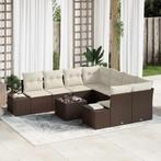 vidaXL Tuinbank Set 9 pcs Bruin Poly rattan, Verzenden, Nieuw