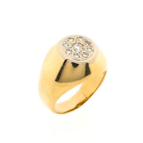 Gouden ovalen zegelring met diamanten | 0,57 ct., Handtassen en Accessoires, Ringen, Dame of Heer, Met edelsteen, Overige kleuren