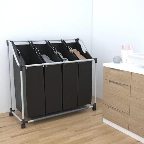 vidaXL Wassorteerder met 4 zakken zwart en grijs, Huis en Inrichting, Woonaccessoires | Overige, Nieuw, Verzenden