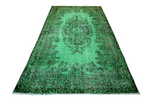 Mooie groene vintage - Vloerkleed - 208 cm - 116 cm - met, Huis en Inrichting, Stoffering | Tapijten en Vloerkleden