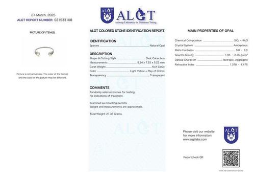Zonder Minimumprijs - Armband Zilver - Opal - Gecertificeerd, Handtassen en Accessoires, Armbanden