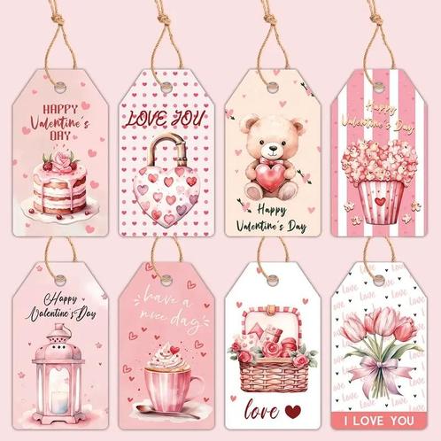 Bloemenkaartjes valentijn - 8 verschillende designs (set van, Huis en Inrichting, Woonaccessoires | Kunstplanten en Kunstbloemen