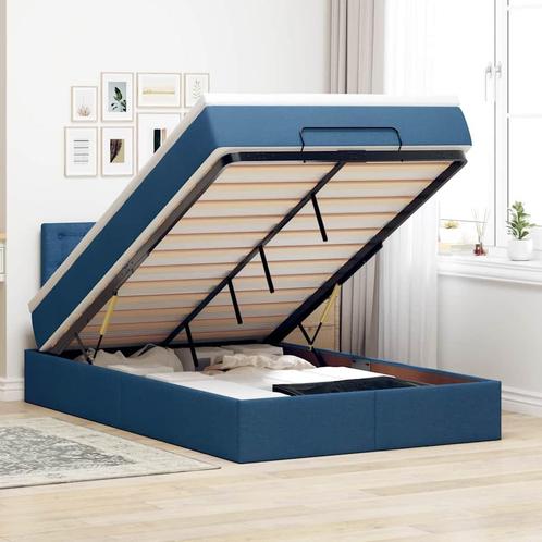 vidaXL Bed met matras 120x200 cm stof blauw, Huis en Inrichting, Slaapkamer | Bedden, Nieuw, Verzenden