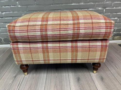 Voetenbank - Hout, Stoffering Geruit, Antiek en Kunst, Curiosa en Brocante