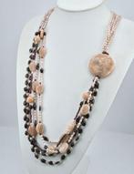Perle - Halsketting - Granaat, Sunstone en parels