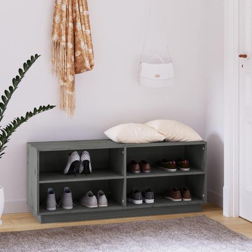 vidaXL Schoenenkast 110x34x45 cm massief grenenhout grijs, Huis en Inrichting, Kasten | Schoenenkasten, Nieuw, Verzenden