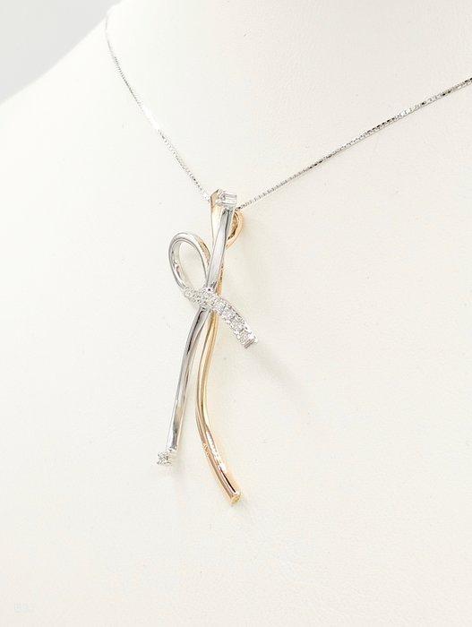 Halsketting - 18 karaat Witgoud Diamant (Natuurlijk), Handtassen en Accessoires, Kettingen