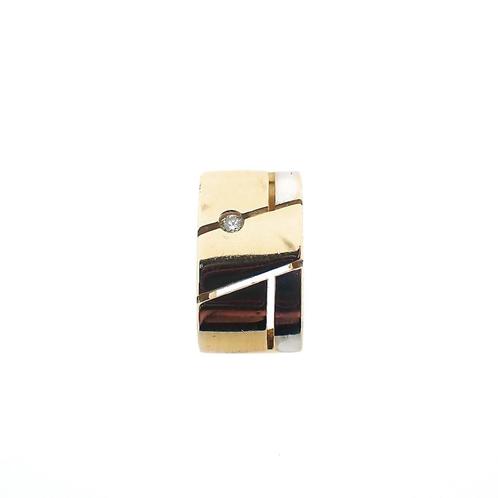 Bicolor gouden hanger met diamant van 0,02 ct. (witgoud), Handtassen en Accessoires, Bedels, Gebruikt, Overige merken, Goud, Ophalen of Verzenden