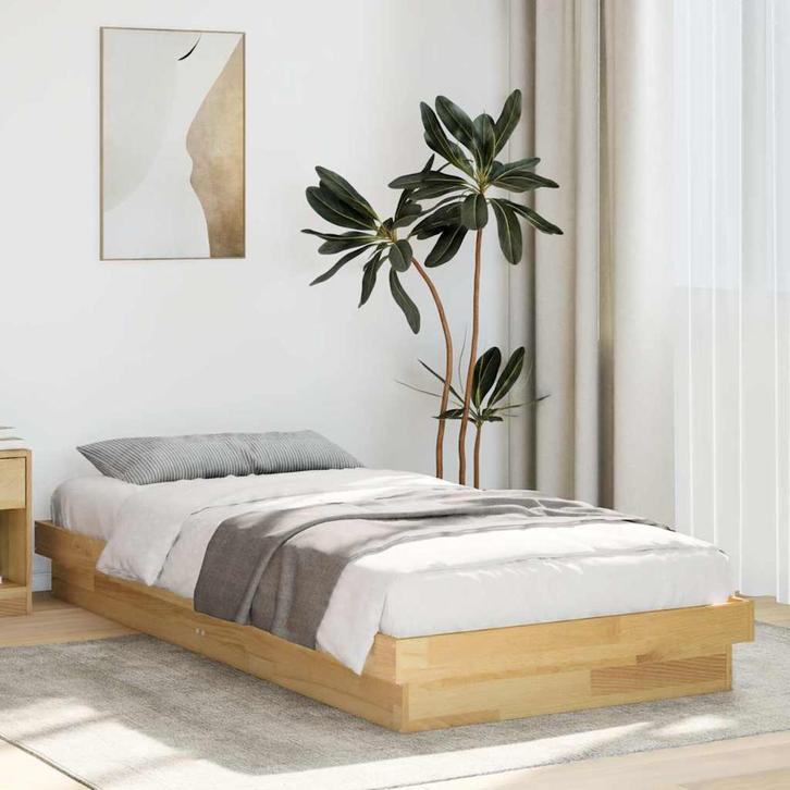 vidaXL Bedframe zonder matras 75x190 cm massief hout eiken, Maison & Meubles, Chambre à coucher | Lits, Envoi