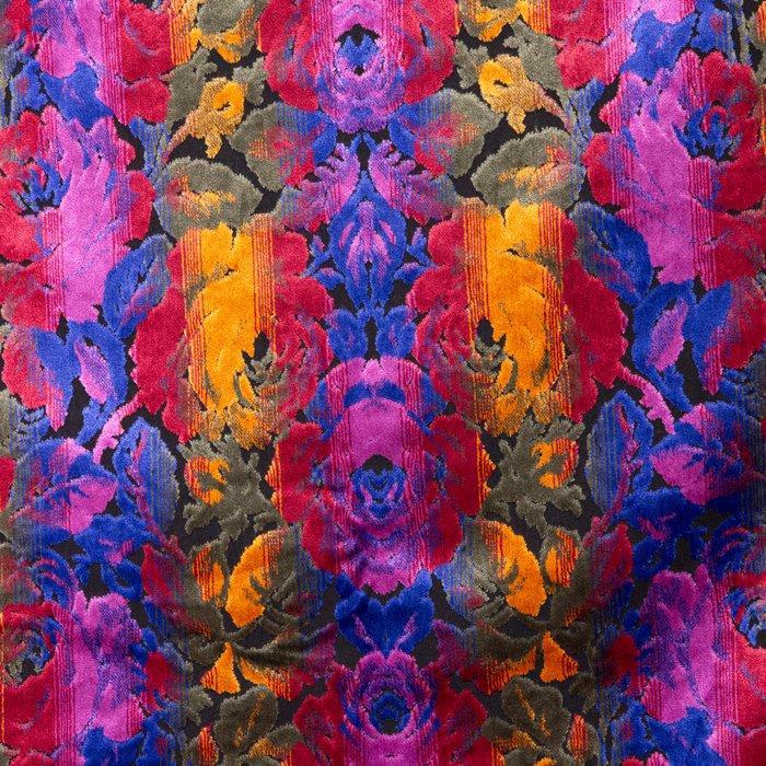 Duitse ambachtelijke fluweel – veranderende rozen - Textiel, Antiek en Kunst, Antiek | Tapijten, Tafelkleden en Textiel
