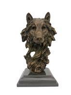 Sculpture, A wolf head - 37 cm - Bronze