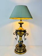 Tafellamp - Vintage messing urn groen kap, jaren 70, Antiek en Kunst