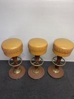 Kruk - Koper, Leder, Staal - Drie brutalist barkrukken