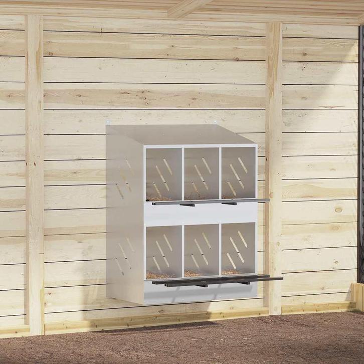 vidaXL Kippennestkast met 6 vakken gegalvaniseerd metaal, Dieren en Toebehoren, Knaagdieren en Konijnen | Hokken en Kooien, Nieuw