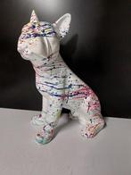 Beeld, sitting french bulldog with colorful finish - 43 cm -