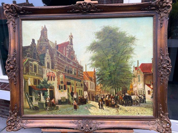 H. Sindorf (XX) - Stadsgezicht naar Cornelis Springer, Antiek en Kunst, Kunst | Schilderijen | Klassiek