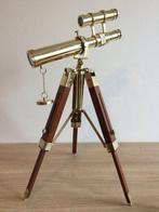 Télescope nautique sur trépied en bois réglable - Laiton, Antiquités & Art, Curiosités & Brocante