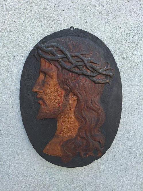 Christus met Doornenkroon XL - Plaque - Terre cuite, Antiek en Kunst, Antiek | Boeken en Manuscripten
