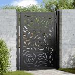 vidaXL Poort met vlamontwerp 105x130 cm staal zwart, Tuin en Terras, Tuinpoorten, Verzenden, Nieuw