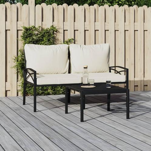 vidaXL Tuinstoelen met zandkleurige kussens 2 st 62x75x79 cm, Tuin en Terras, Tuinsets en Loungesets, Nieuw, Verzenden