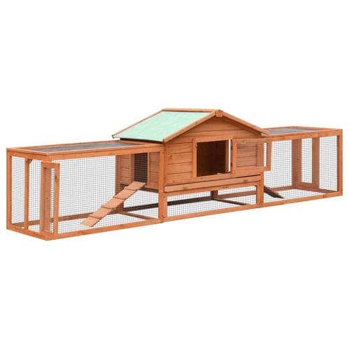 vidaXL Konijnenhok 310x70x87 cm massief grenen- en vurenhout, Dieren en Toebehoren, Knaagdieren en Konijnen | Hokken en Kooien