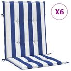 Tuinkussens 6 stuks Wit/Blauw | Tweede Kansje | OP = OP, Tuin en Terras, Verzenden, Nieuw