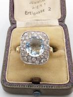 Ring - 18 karaat Geel goud, Zilver Aquamarijn - Diamant