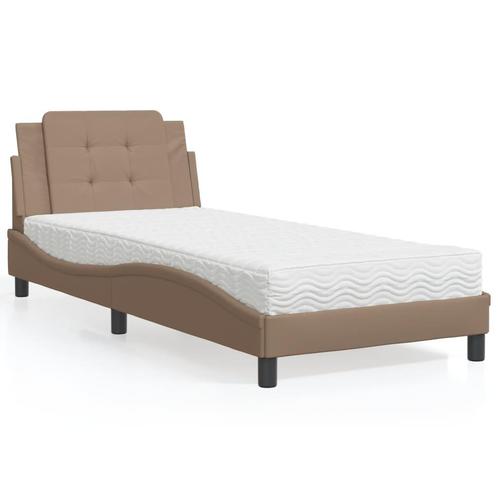 vidaXL Bed met matras kunstleer cappuccinokleurig 90x200 cm, Maison & Meubles, Chambre à coucher | Lits, Envoi