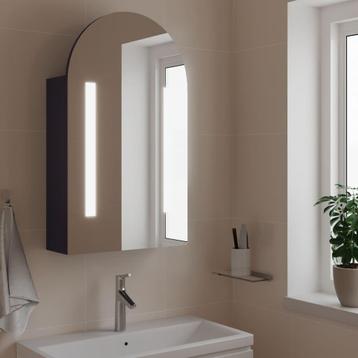 vidaXL Badkamerkast met spiegel en LED gebogen 42x13x70 cm, Verzenden