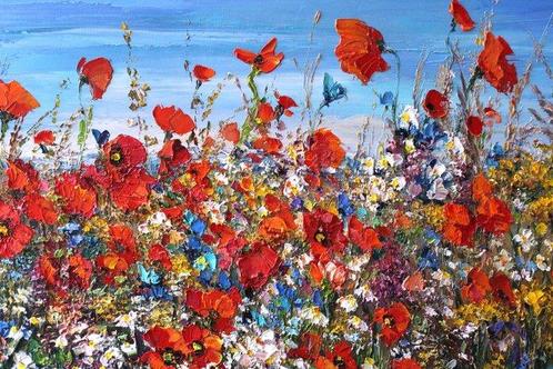 Aneta Karpezo - Summer meadow, Antiek en Kunst, Kunst | Schilderijen | Klassiek