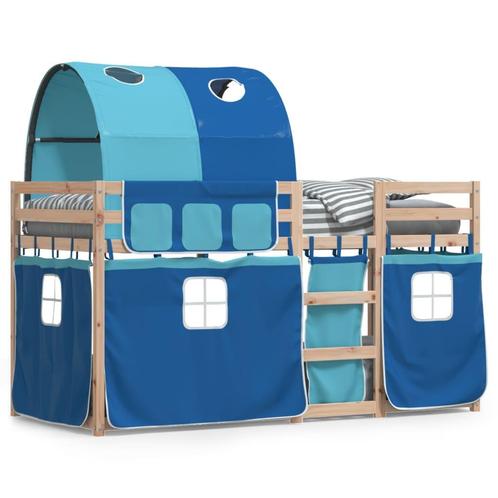 vidaXL Lit superposé avec rideaux bleu 90x190 cm bois, Maison & Meubles, Chambre à coucher | Lits, Neuf, Envoi