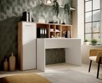 Meubella | Bureau - Eiken - Wit - 158x66x116 cm, Huis en Inrichting, Bureaus, Verzenden, Nieuw