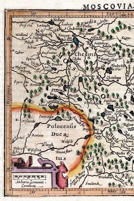 Europa - Rusland; J. Hondius / Mercator - Moscovia - 1607, Boeken, Atlassen en Landkaarten