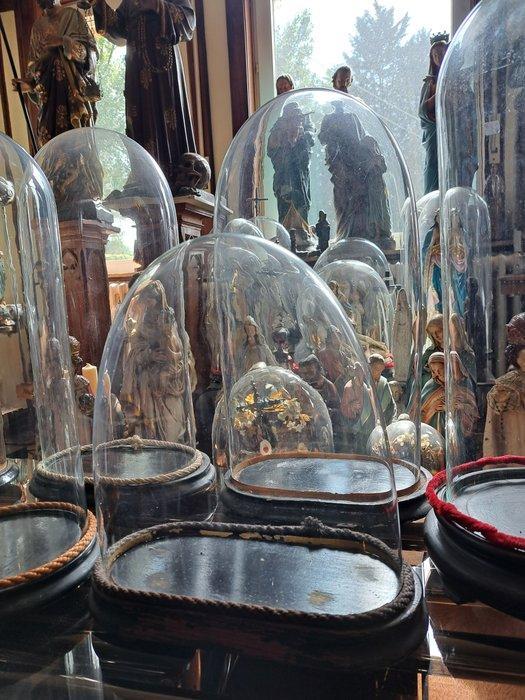 Stolp (7) - Mongeblazen Antiek Glas en Houten Voet -, Antiek en Kunst, Antiek | Overige Antiek