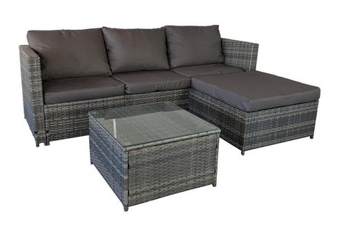Loungeset loveseat Licht grijs 4 persoons, Tuin en Terras, Tuinsets en Loungesets, Bank, Bijzettafel, Hocker, Nieuw, Wicker, Loungeset