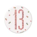 Button 13 Jaar Rose Goud 8cm, Verzenden, Nieuw