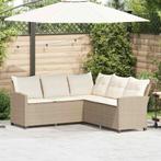 vidaXL Loungebank met kussens L-vormig poly rattan beige, Verzenden, Nieuw