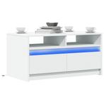 vidaXL Salontafel met LED-verlichting bewerkt hout wit, Verzenden, Nieuw