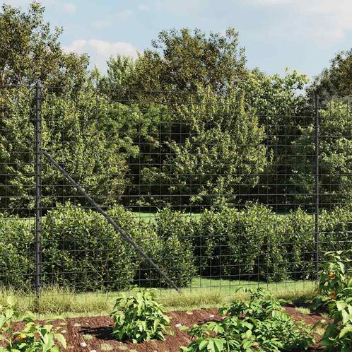 vidaXL Draadgaashek met grondankers 2x25 m antracietkleurig, Tuin en Terras, Tuinhekken en Hekwerk, Nieuw, Verzenden