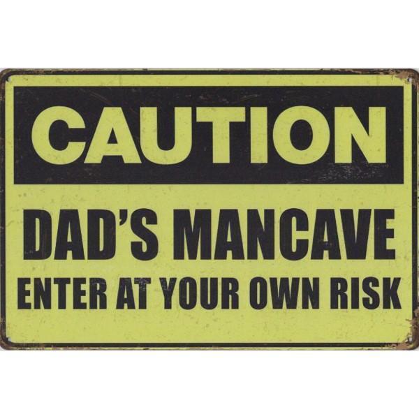 Wandbord -  Caution Dad’s Man Cave Enter At Your Own Risk, Huis en Inrichting, Woonaccessoires | Wanddecoraties, Nieuw