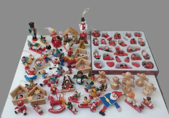 Kerstballen (80) - Verzameling oude kerstversiering houten, Diversen, Kerst