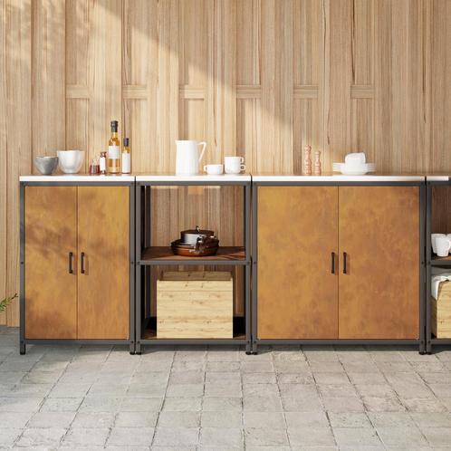 vidaXL Keukenopbergsysteem 3 pcs Roestig 210 x 50 x 92 cm, Huis en Inrichting, Kasten | Overige, Nieuw, Verzenden