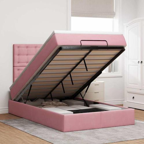 vidaXL Ottoman bed met matrassen 120x200cm fluweel roze, Huis en Inrichting, Slaapkamer | Bedden, Nieuw, Verzenden