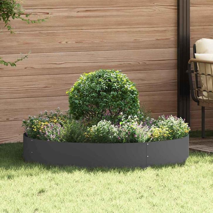 vidaXL Tuin Plantpot Zwart 120 x 120 x 20 cm Staal, Tuin en Terras, Bloempotten, Nieuw, Verzenden